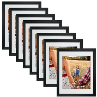 8 Pack 8x10 Picture Frames Set with Mat, Black Wall Mount and Tabletop 9x12 Photo Frame without Mat for Home Decor