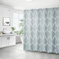 thumbnail image 2 of Cortina de ducha de tela gris, diseño impermeable y poliéster, secado rápido, dobladillo ponderado, juego de cortinas de ducha para baño, duraderas y lavables con 12 ganchos, 2 of 7