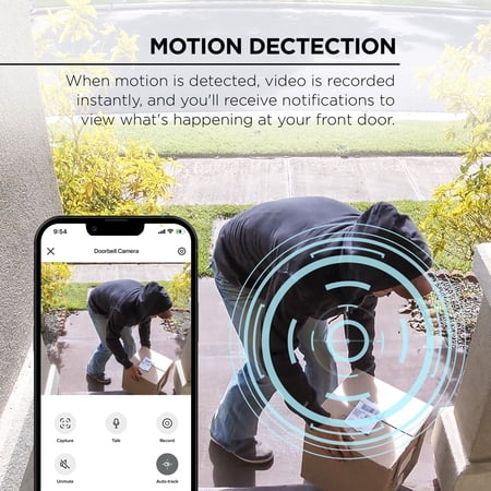 Merkury Smart Doorbell Camera - Wire-Free Battery Cam with Chime & Intelligent Alerts (1-Pack)