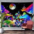 thumbnail image 2 of Y YUNHSOM Blacklight Mushroom Fantasy Tapestry UV Reactive Fantasy Wall Tapestry for Bedroom Living Room Wall Decor(70" x 90"), 2 of 8