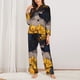 thumbnail image 2 of Fotbe Elegant Lady With Hat Conjunto de Pijama de Manga Larga para Mujer con Estampado, Ropa de Dormir de 2 Piezas, Conjunto de Casa Suave y Cómodo con Bolsillos-Medium, 2 of 7