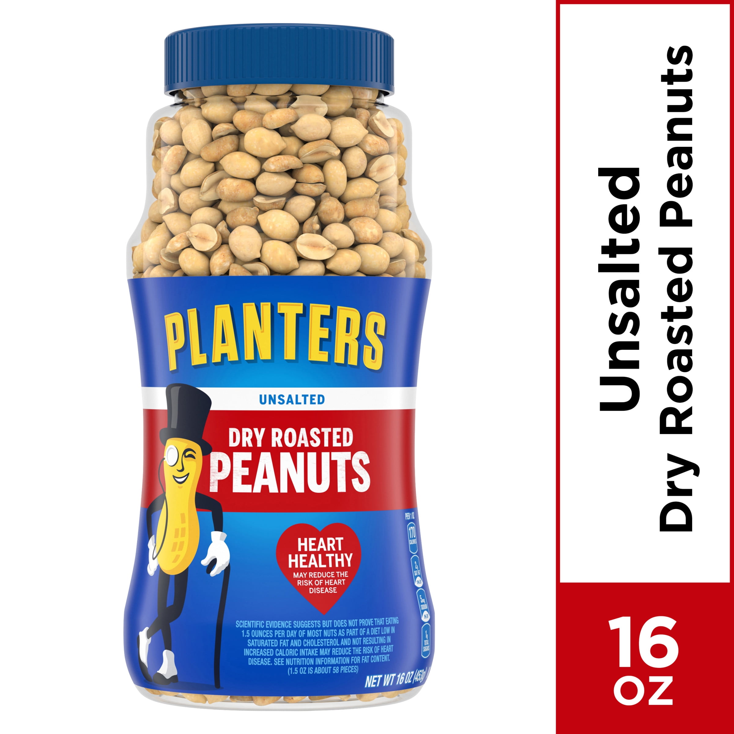 Planters Dry Roasted Peanuts Unsalted 16 0 Oz Jar Walmart 