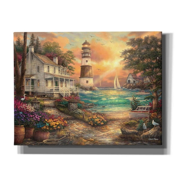 Epic Graffiti 'Cottage by the Sea' by Chuck Pinson, Canvas Wall Art, 34"x26"