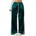 thumbnail image 3 of Kojanyu Women's Satin Wide Leg Drawstring Sweatpants Elastic High Waist Loose Pants Casual Lounge Trousers with Side Pockets, 3 of 8