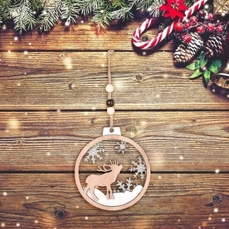 

WEPRO Creative Threedimensional Elk Doll Pendant Christmas Wooden Pendant