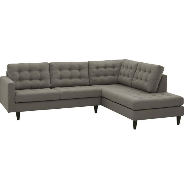 Modway Empress Sectionnel 2 Pcs en Tissu Rembourré Orienté à Droite, Gris Granit