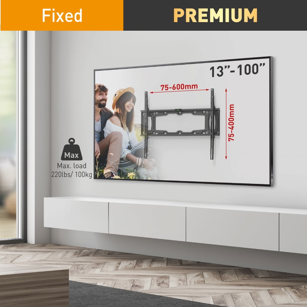 Barkan Fixed TV Wall Mount 32 - 90 inch Low Profile Auto Locking Patent Lifetime Warranty