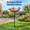 thumbnail image 3 of SPECSTAR Oval Bird Bath for Outside, Outdoor Birdbath Bowl with Metal Ground Stake, Weather-Resistant ABS Bird Bath and Feeder for Garden, 1.3 Gallons, Bronze, 3 of 8