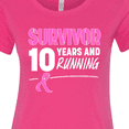thumbnail image 4 of Inktastic Breast Cancer Survivor 10 Years and Running with Pink Ribbon Women's T-Shirt, 4 of 5