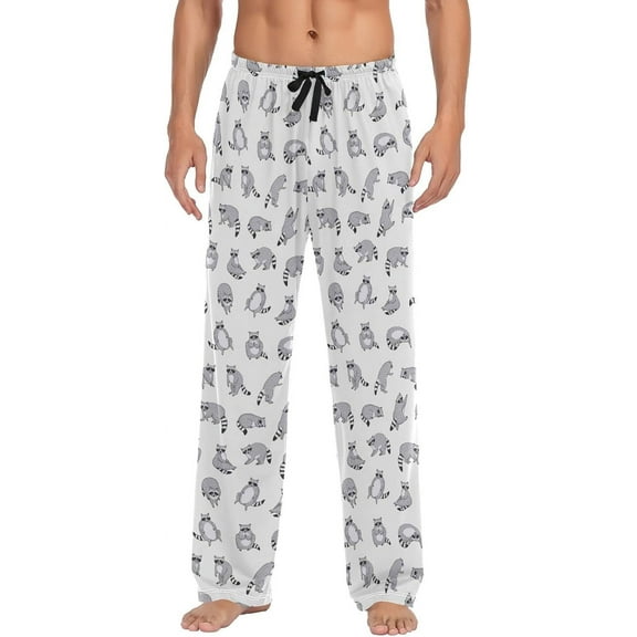Top-kevin Raccoon Funny Animal Pajama Pants for Men Pjs Bottoms with Pockets Men's Sleep Lounge Pants
