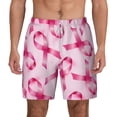 thumbnail image 2 of Picia Breast Cancer Ribbons Awareness pattern Mens Swim Trunks with Compression Liner Stretch Beach Shorts Quick Dry with Zipper Pockets No-Chafing Board Shorts-Small, 2 of 9
