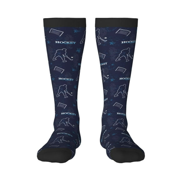 Gaeub Hockey Players Print Design Socks Stretchy High Tube Socks for Men Women Teens , Softball Soccer Socks for Hiking, Sport