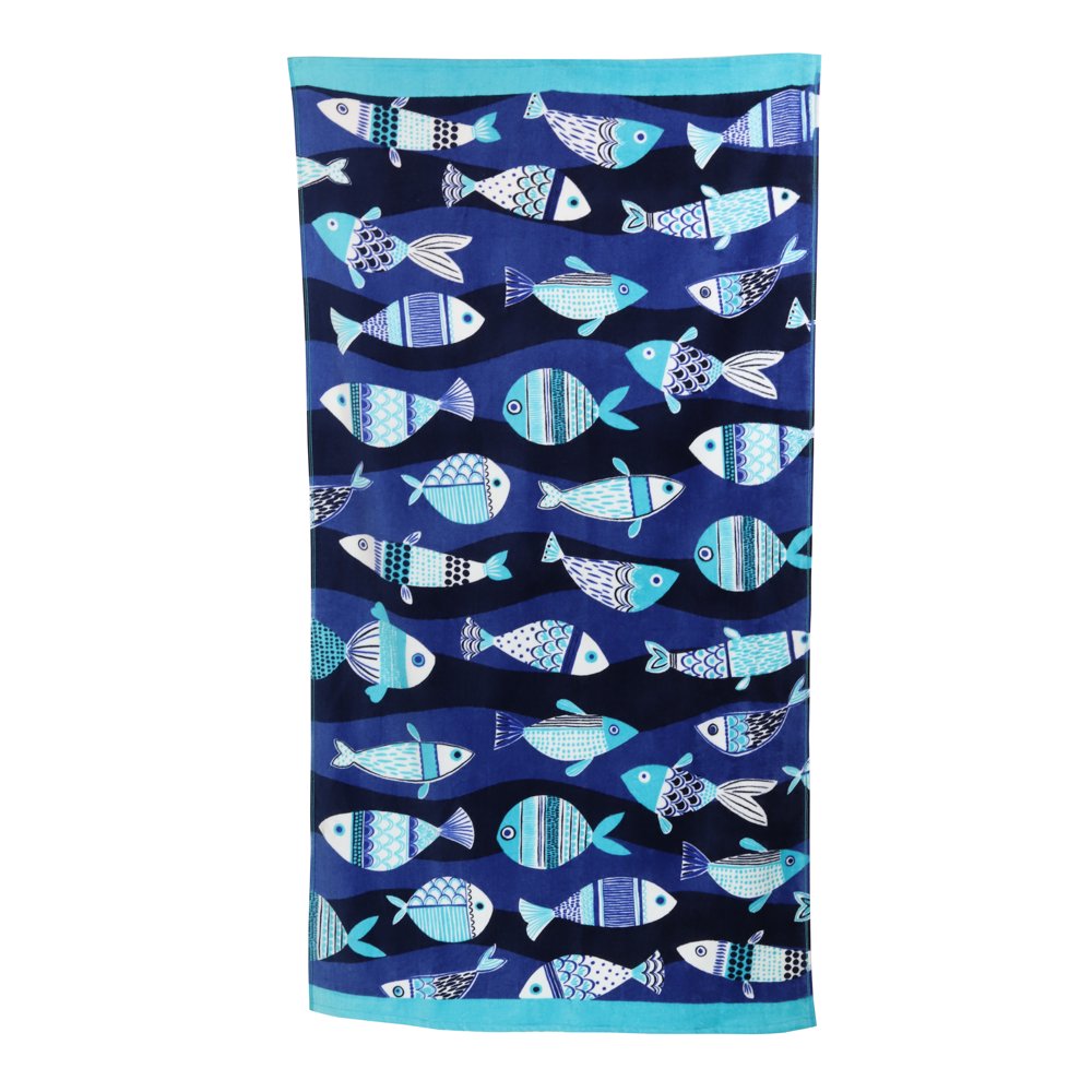 Mainstays Printed Sheared Beach Towel, Fish