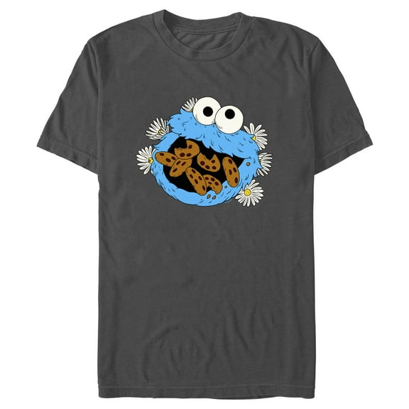 Men's Sesame Street Cookie Monster and Daisies  Graphic T-Shirt