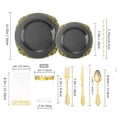 thumbnail image 2 of 200Pcs Multi-Use Black and Gold Plastic Dinnerware, 2 of 10