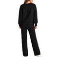 thumbnail image 4 of Huankd 2 Piece Sets for Women Spring Trendy Long Sleeve Sweatshirt Wide Leg Pants Loungewear Set Matching Sweatsuit Black XL, 4 of 5
