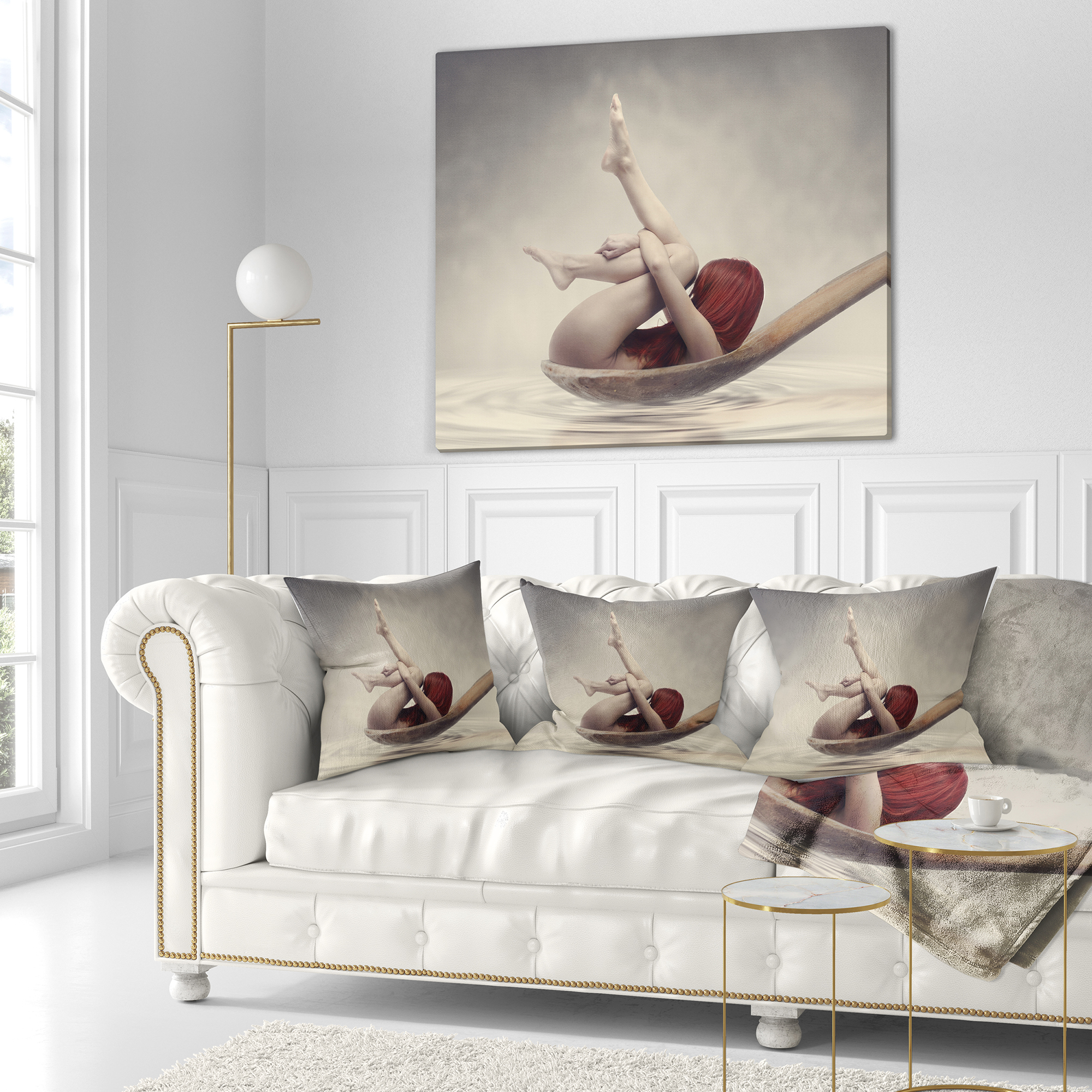 Designart Beauty Bath - Contemporary Throw Pillow - 18x18
