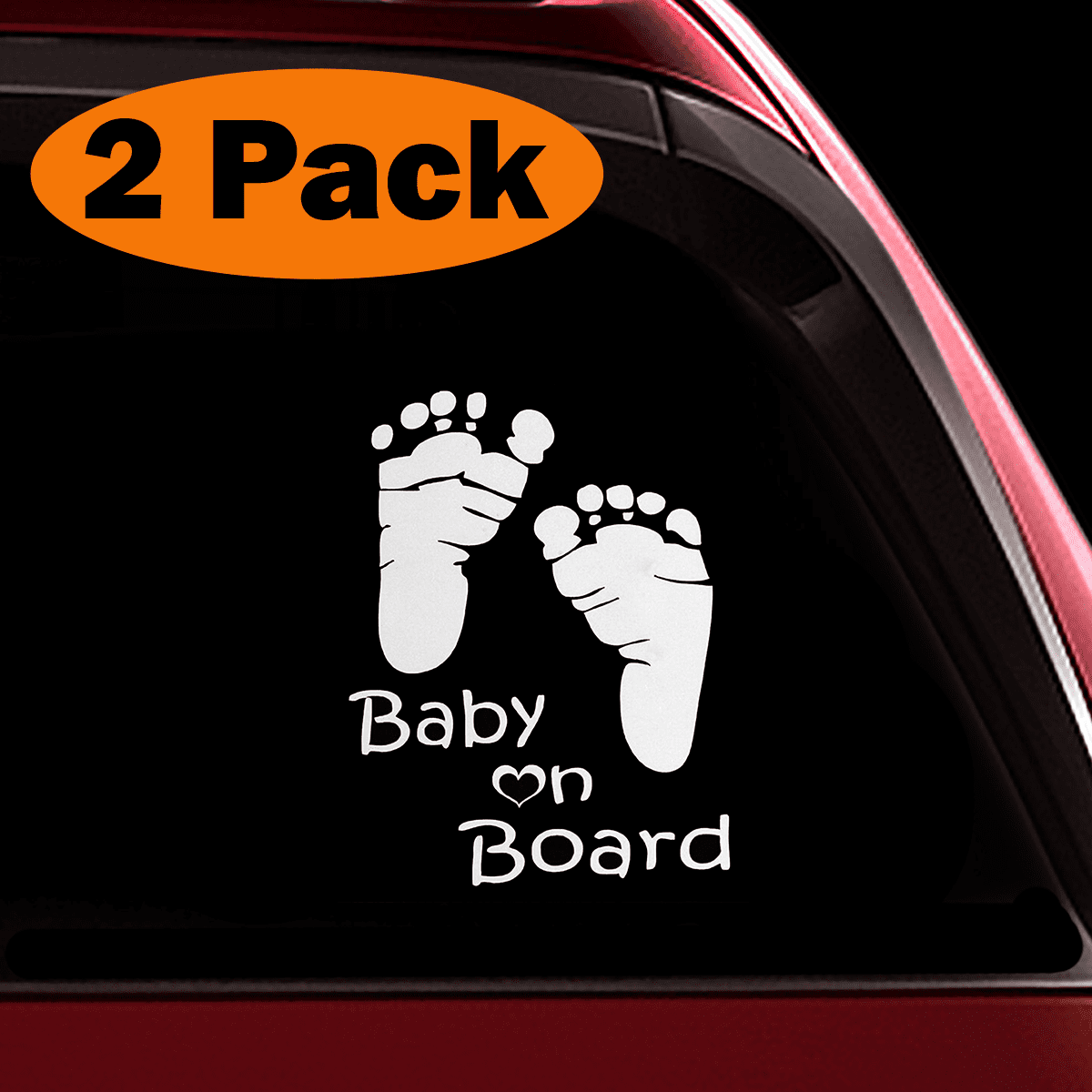 Lot of 4 Yellow Reflective Baby On Board Car Window Suction Cup Warning Sign 