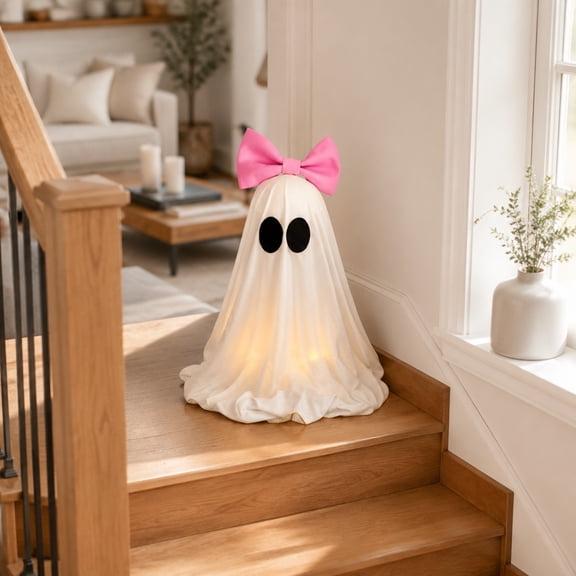 AuroraX Halloween Ghost Decor Outdoor Halloween Decoration Courtyard Tabletop Desktop Haunted Halloween Decoration for Yard Garden Pink