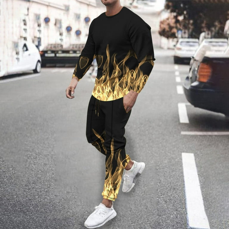 Mrat Men's Slim Fit Tracksuit Set - Hoodie & Sweatpants 2-Piece For Gym Running Casual