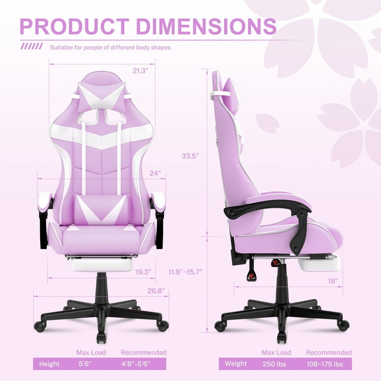 SOONTRANS Purple Gaming Chair with Footrest, Lovely Cute Bunny Ear