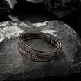 thumbnail image 4 of Mens Bracelet, Adjustable Mens Leather Bracelet with Stainless Steel Magnetic Clasp, Multi-Layer Braided Genuine Leather Bracelet for Men and Women, 4 of 6