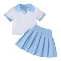 Toddler Baby Girl Summer Clothes Short Sleeve Polo Shirt and Mini Skirt 2Pcs Hole In One Golf Outfit Toddler Girl Golf Outfit Tops and Mini Skirt 2Pcs Set