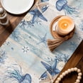 thumbnail image 3 of Blue Jellyfish Coastal Table Runner 72 Inches, Beach Starfish Nautical Coral Vintage Bed Runner Dresser Scarves Tabletop for Indoor Outdoor Parties/Ceremony/Banquet, 16" x 72", 3 of 9