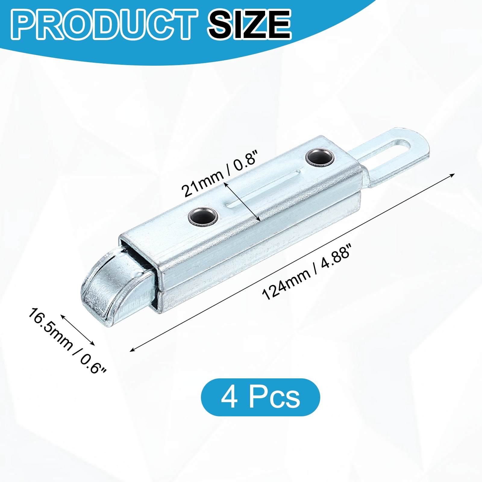4 Pcs Slide Entry Slam Latch, 12.4 cm Automatic Spring Door Bolt Lock Zinc Plated Iron Cabinet Hardware Latches for Industrial Cabinet & Family House, Straight Type