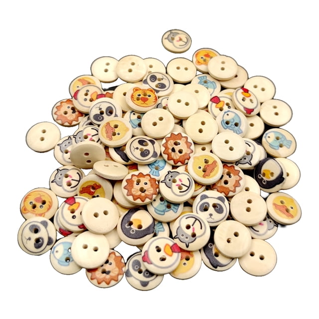 Qarigey 100 piezas Botones de hechos a mano 2 agujeros Decoraciones Suministros de costura Adornos Botón animal para ropa Accesorios de disfraces