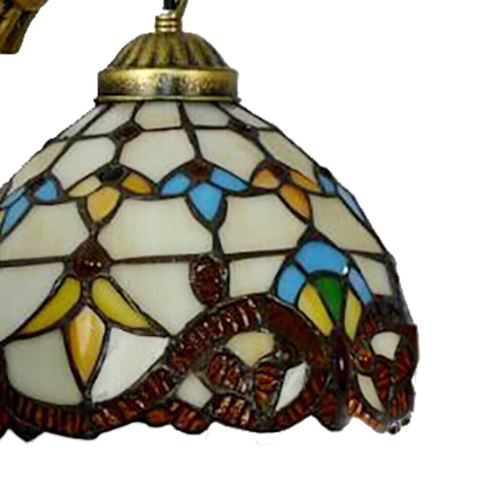 Miumaeov 2 Lights Tiffany Style Mermaid Wall Sconce Vanity Fixture Wall Lamp Stained Glass Wall Mounted Lighting Fixture