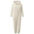 thumbnail image 3 of OYXSER Girls Fleece Hooded Romper Jumpsuit soft comfortable With Ears Soft Warm Winter Pajamas Play Costume, White 4-5T, 3 of 3