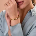 thumbnail image 2 of Triple Stone Minimalist Bangle Bracelet for Women, Sleek Everyday Jewelry with Cubic Zirconia, 925 Sterling Silver with 14K Gold Finish, 2 of 4