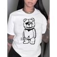thumbnail image 1 of T-shirt de Sport Décontracté à Imprimé Ours en Peluche, Manches Courtes Col Rond Printemps & Été, Vêtements pour Femmes, 1 of 6