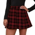 thumbnail image 5 of Clearance Sale!Women's Summer Casual Skirt Plaid Pleated Skirt Black S, 5 of 5