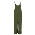 thumbnail image 4 of Adjustable Strap Jumpsuits Women V Neck Casual Summer Sleeveless Loose Jumpsuit Long Pants Rompers with Pockets Army Green L, 4 of 7