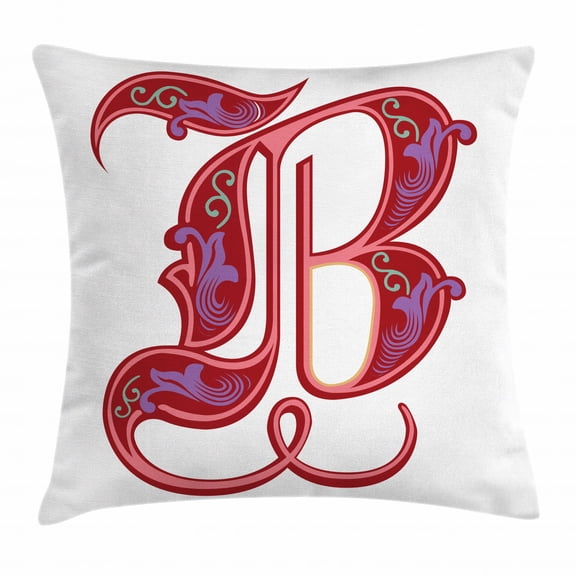 Letter B Throw Pillow Cushion Cover, Colorful Mellow Design Capitalized Symbol B Second Letter Alphabet Abstract Gothic, Decorative Square Accent Pillow Case, 16 X 16 Inches, Multicolor, by Ambesonne