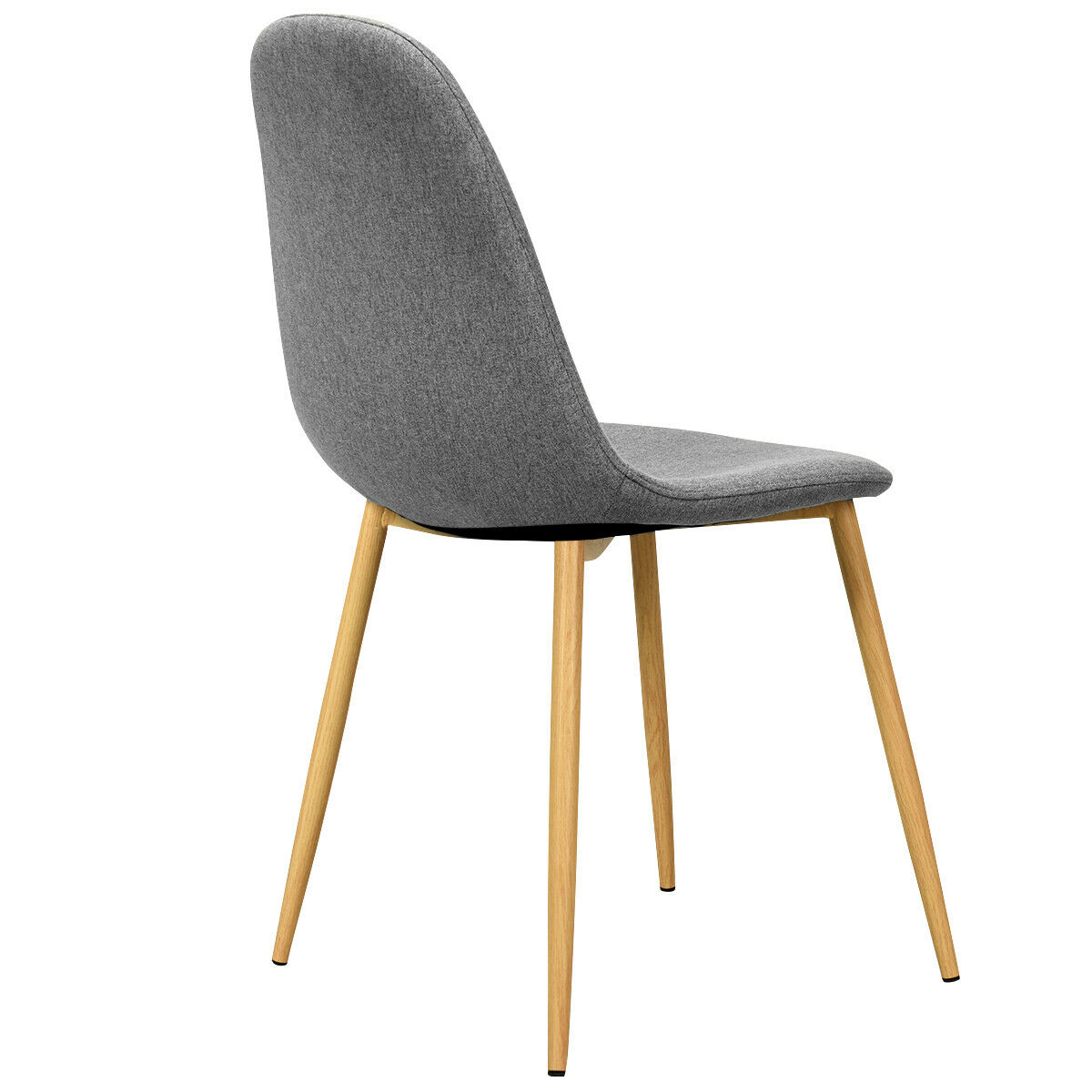 Gymax Set of 4 Dining Chairs Fabric Cushion Kitchen Side Chairs Gray