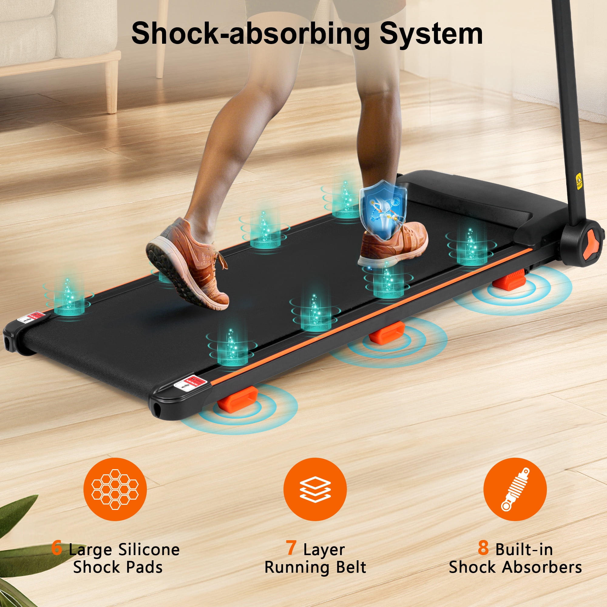 Aukfa Electric Treadmill with Incline, USB Charge, 300 lb Capacity 7.5 mph Max Speed for Home Office