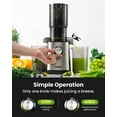 thumbnail image 6 of Cold Press Juicer Machines, 4.25'' Large Feed Chute Masticating Slow Juicer Fits Whole Fruits and Vegetables, Low Noise, Silver, 6 of 7