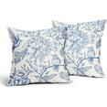 thumbnail image 2 of Chinoiserie Blue White Floral Pillow Covers 18X18 Inch French Country Vintage Flowers Bird Decorative Pillow Cases Set of 2 Seasonal Cotton Linen Throw Pillows Farmhouse Home Decor For Sofa Couch, 2 of 6