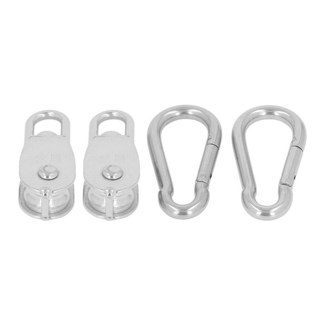 2PCS Poulie Simple Bloc M25 Roue de Traction Rotative Antirouille 360 ° en Acier Inoxydable avec Crochet à Ressort M9