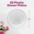 thumbnail image 2 of Aya's Cutlery Kingdom 50 Clear Plastic Plates 9" - Heavy-Duty Round Disposable Plates for Parties, Events, and Weddings - Elegant, Durable Clear Dinner Plates for Serving Food and for Easy Cleanup, 2 of 7