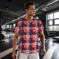 thumbnail image 3 of Wukai Heart Plaid Print Men's Short-Sleeved Mesh T-Shirt,Quick-Dry Short Sleeve Workout T-Shirt-4X-Large, 3 of 8