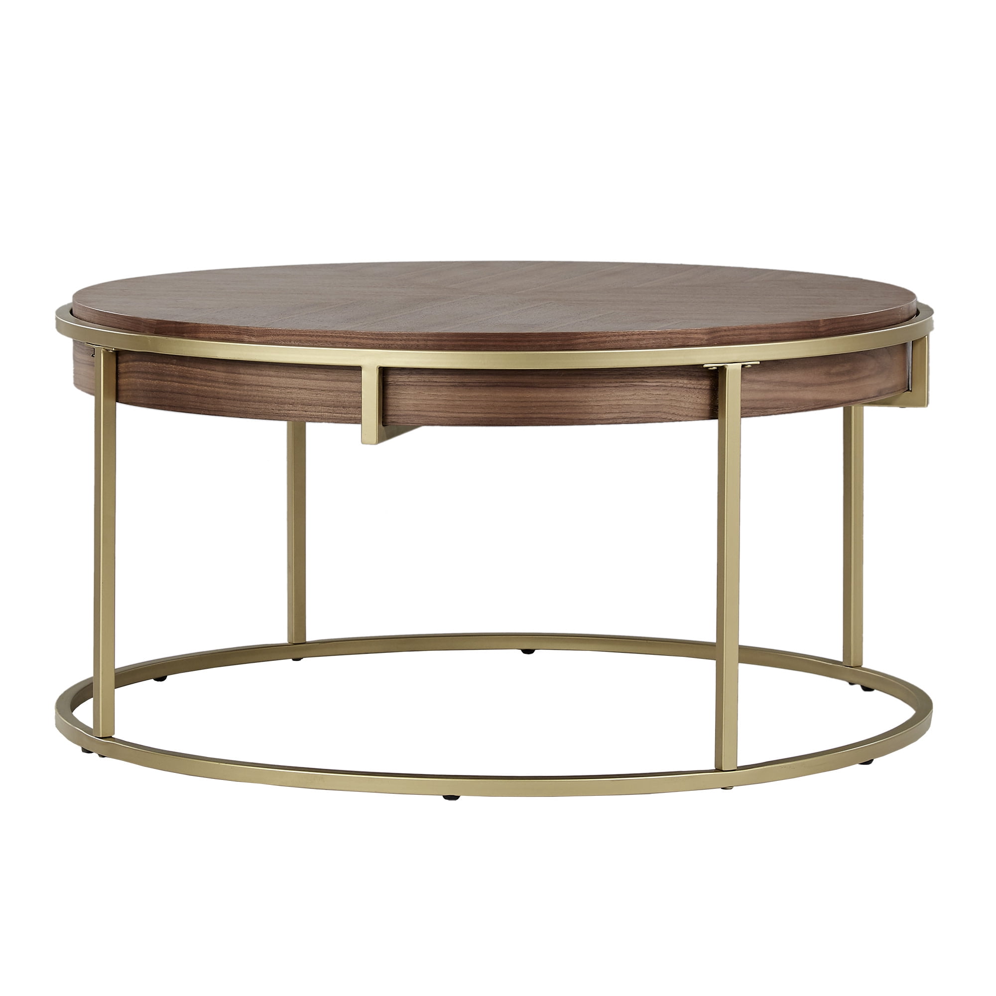 Weston Home Mako Wood & Metal Round Coffee Table, Natural Finish,