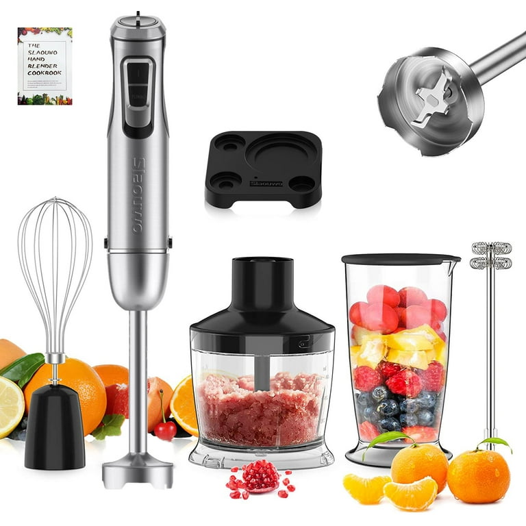  Immersion Blender 800W, 5 in 1 Hand Blender, 24 Speed and Turbo  Mode Immersion Blender Handheld, Stick Blender Stainless Steel Blade with  Mixing Beaker, Chopper, Whisk and Milk Frother: Home & Kitchen