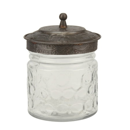 - Stonebriar Collection Clear Round Pressed Glass Container with Pewter Lid