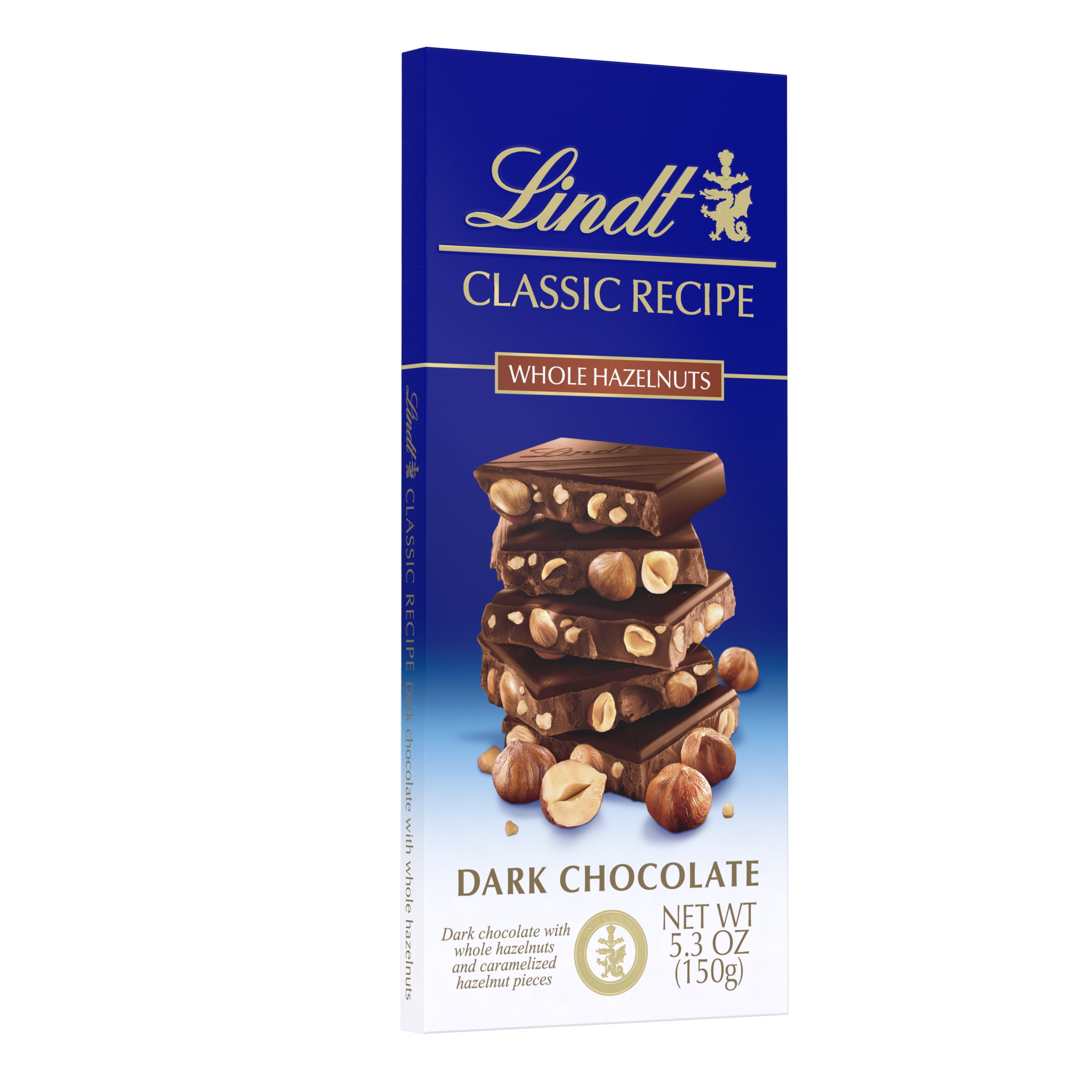 Lindt CLASSIC RECIPE Whole Hazelnut Dark Chocolate Bar, Chocolate Easter Candy for Easter Baskets, 5.3 oz.