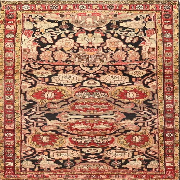 Ahgly Company Machine Washable Indoor Square Traditional Sand Brown Area Rugs, 5' Square