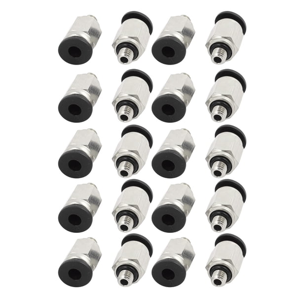 20 piezas de conector neumático de unión rápida con rosca macho M5 y diámetro de 4 mm